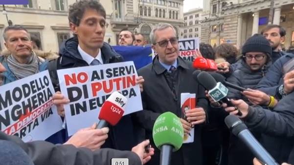 Meloni incontra Orban, protesta di +Europa “no a servi di Putin”