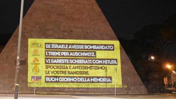 Cartello a Roma: Anpi, Amnesty, Emergency, Cri e MsF ipocriti antisemiti